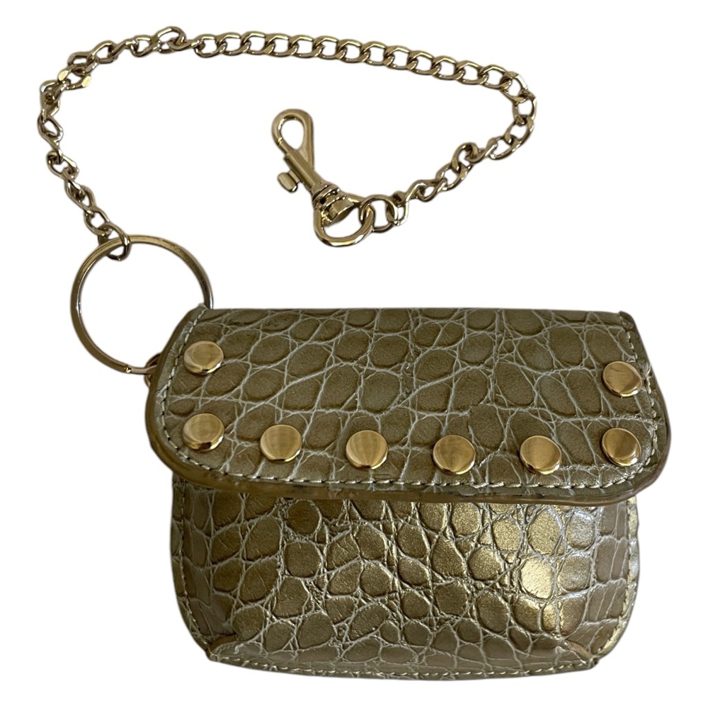 Kathy Van Zeeland Gold Textured Mini Pouch with Key Chain